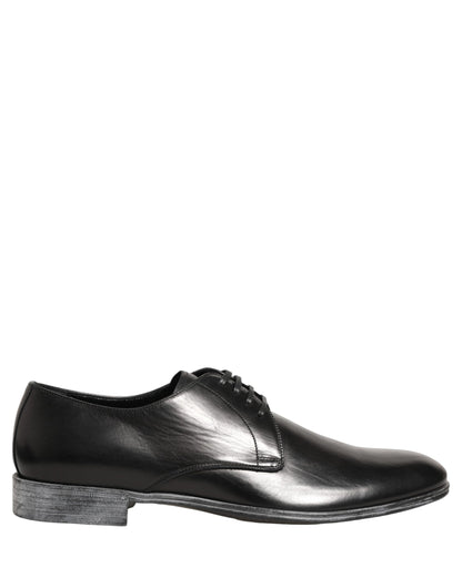 Dolce & Gabbana Dress Black Leather Lace Up Derby Men Shoes