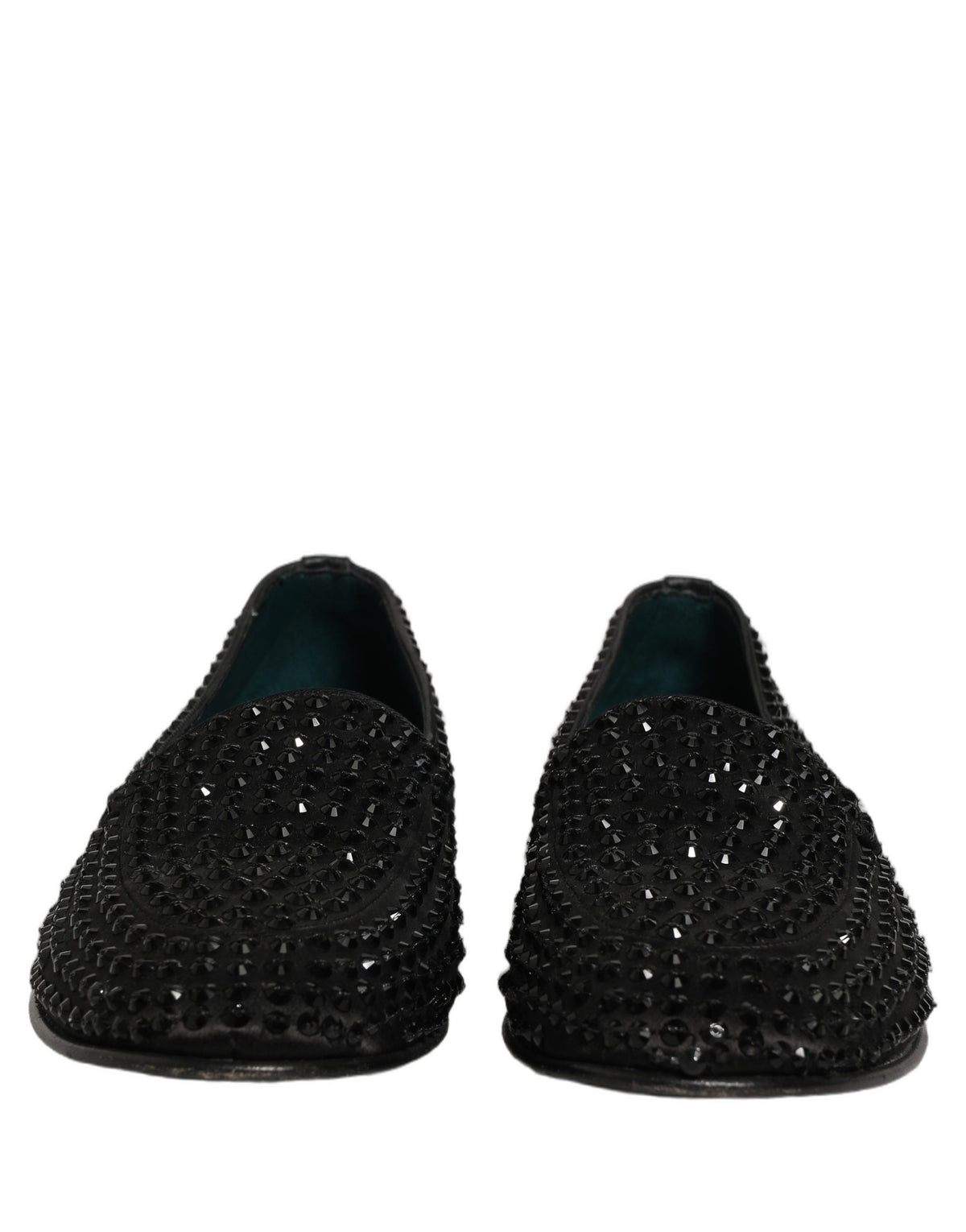 Dolce & Gabbana 9 To 5 Men's Leather & Rhinestone Loafer Slip-On Shoes - Black
