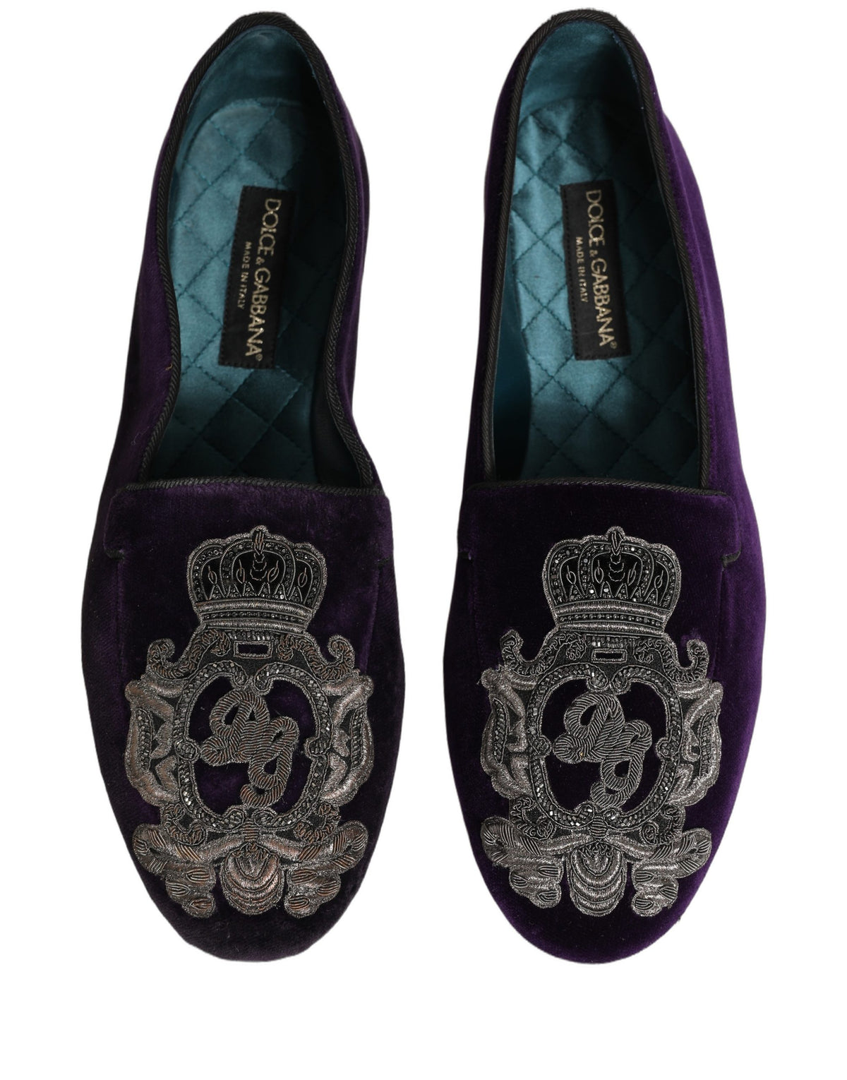Dolce & Gabbana Men's Leather & Velvet Loafer Slip-On Shoes - Purple