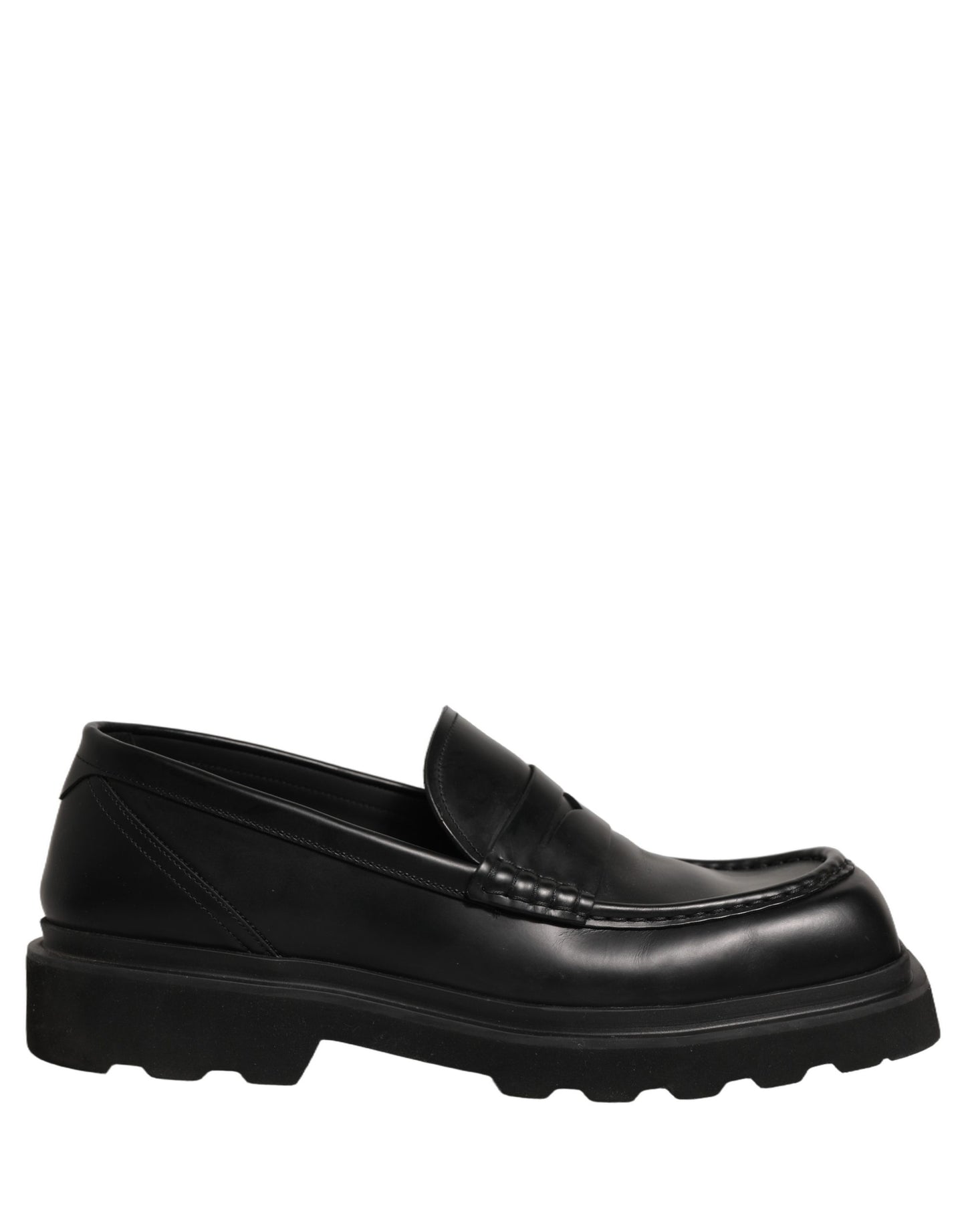 Dolce & Gabbana Black Calfskin Leather Men Dress Loafer Shoes