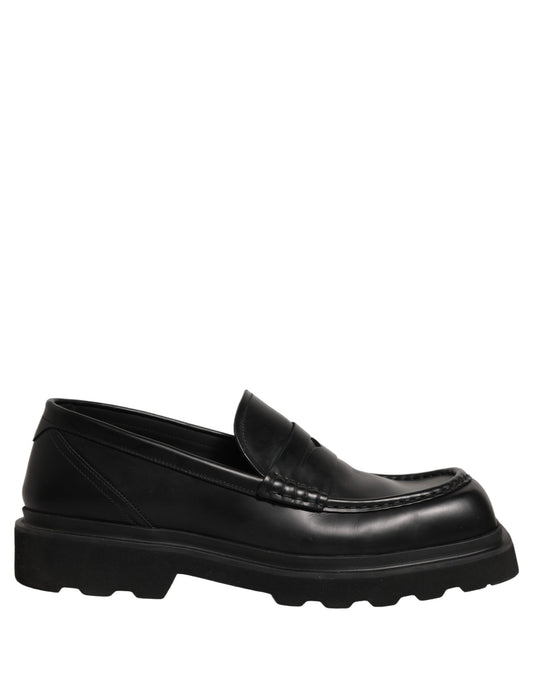 Dolce & Gabbana Men's Calfskin Leather Loafer Slip-On Shoes - Black
