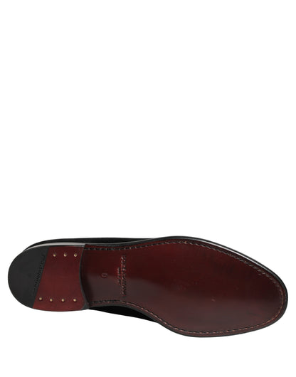 Dolce & Gabbana Men's Leather & Velvet Loafer Slip-On Shoes - Black Signature