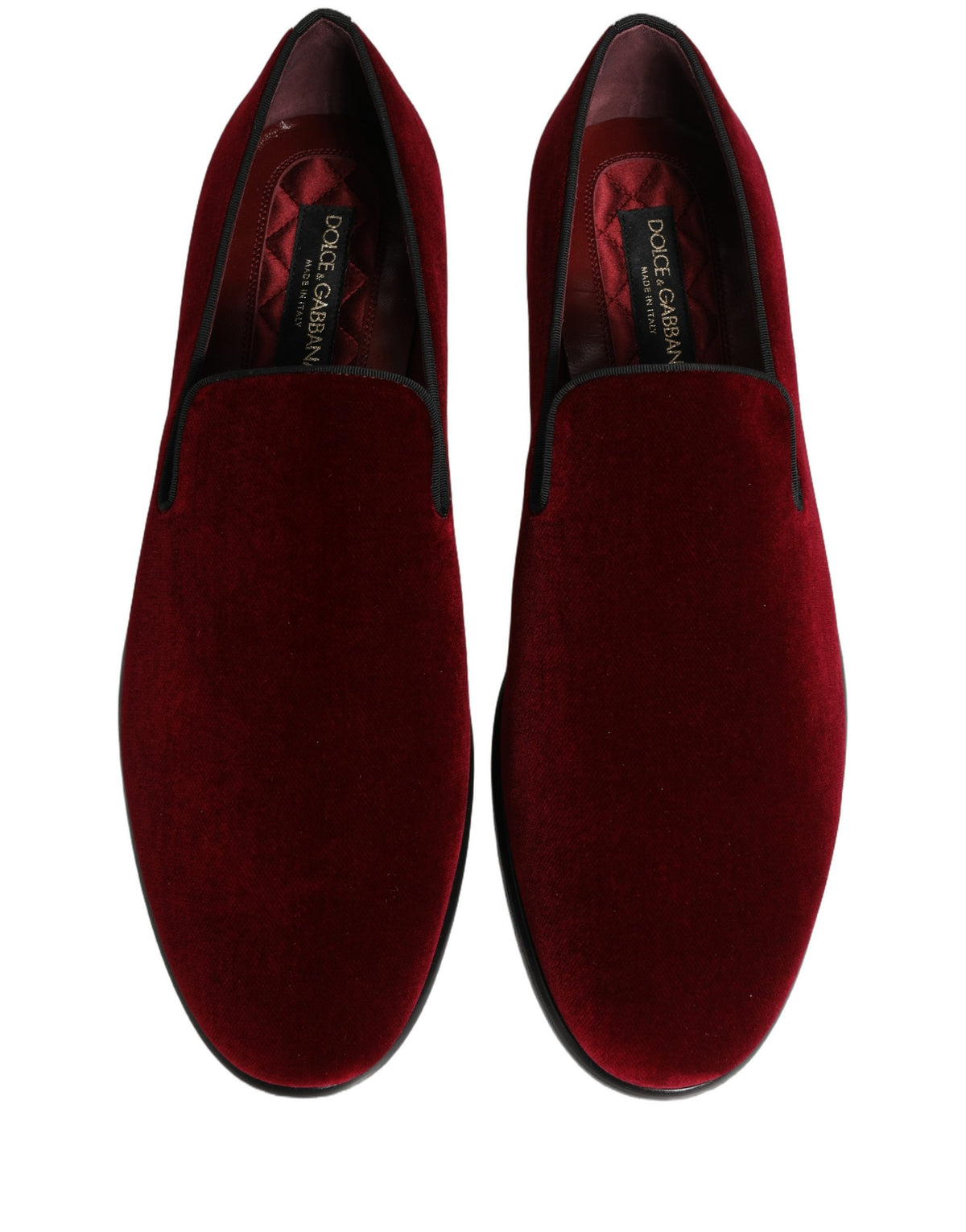 Dolce & Gabbana Men's Cotton Silk Velvet & Goat Leather Loafer Slip-On Shoes - Maroon