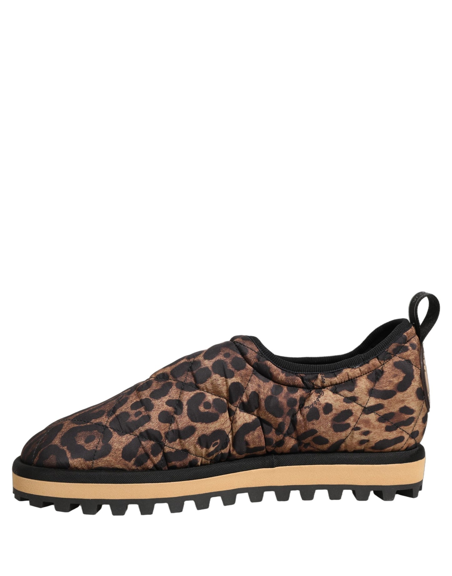 Dolce & Gabbana Brown Leopard Print Quilted Men Sneakers Shoes