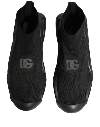 Dolce & Gabbana Black Slip On Wave Socks Men Sneakers Shoes