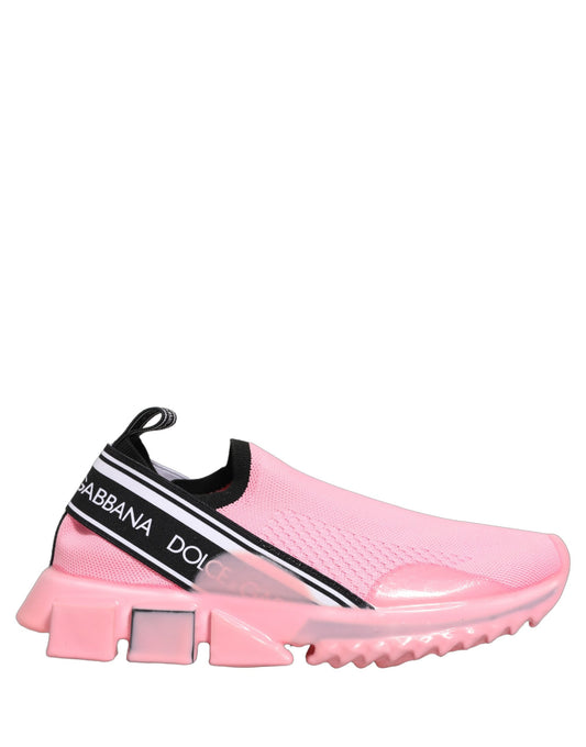 Dolce & Gabbana Women's Low Top Slip On Nylon Polyester Calf Leather & Cotton Sneakers - Black Pink White