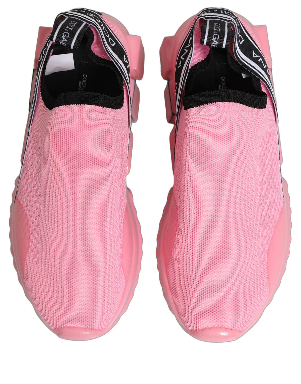 Dolce & Gabbana Women's Low Top Slip On Nylon Polyester Calf Leather & Cotton Sneakers - Black Pink White