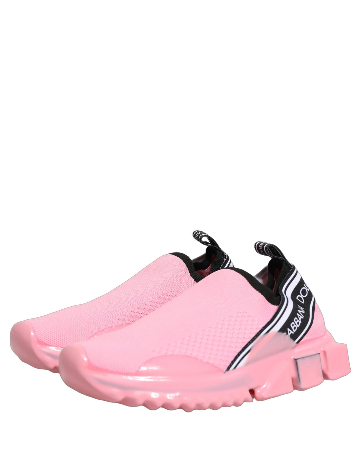 Dolce & Gabbana Women's Low Top Slip On Nylon Polyester Calf Leather & Cotton Sneakers - Black Pink White