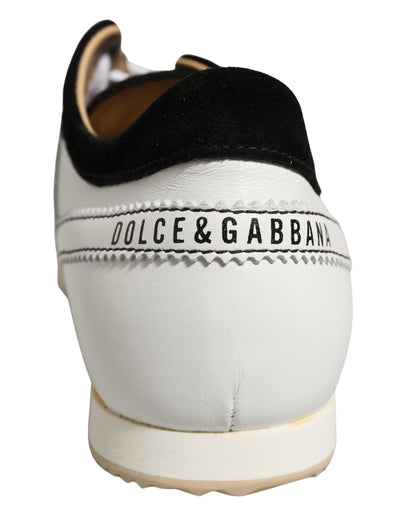 Dolce & Gabbana Women's Low Top Suede Leather Sneakers - Black Red White Striped