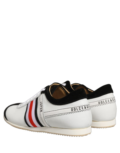 Dolce & Gabbana Women's Low Top Suede Leather Sneakers - Black Red White Striped