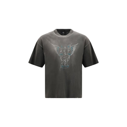 T-Shirt by Represent for men in cotton gray & print features an on trend silhouette, perfectly showcasing a on trend short-sleeve and round crew neckline for an elevated aesthetic.