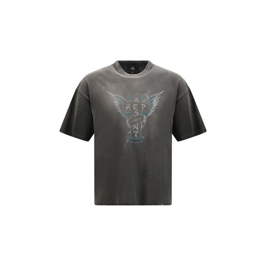 T-Shirt by Represent for men in cotton gray & print features an on trend silhouette, perfectly showcasing a on trend short-sleeve and round crew neckline for an elevated aesthetic.