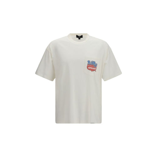 T-Shirt by Represent for men in cotton & hemp white & print showcases a chic silhouette, artfully detailed with a chic round crew neckline and short-sleeve for a chic finish.