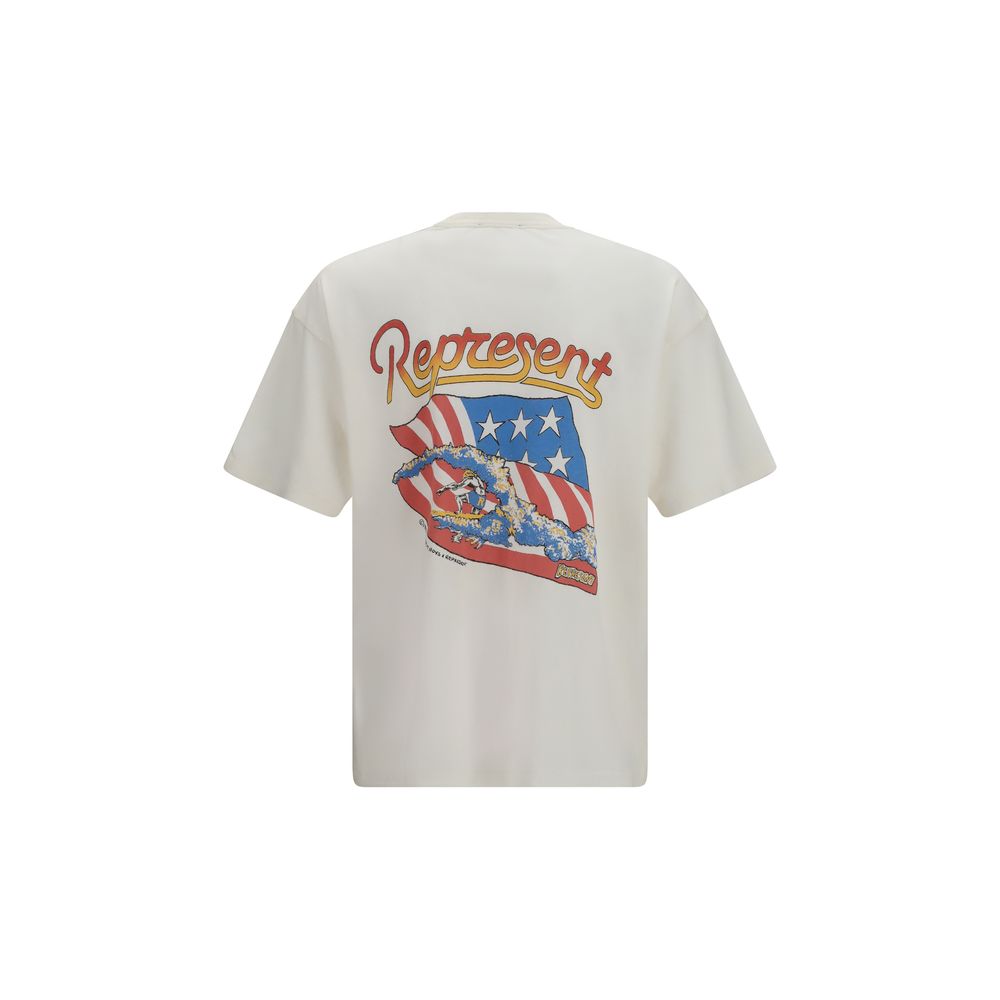 T-Shirt by Represent for men in cotton & hemp white & print showcases a unassuming silhouette, artfully detailed with a refined round crew neckline and unassuming for a sophisticated, contemporary look.