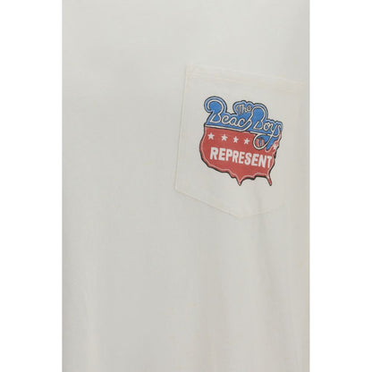 T-Shirt by Represent for men in cotton & hemp white & print showcases a fashionable silhouette, elegantly detailed with a fashionable and round crew neckline for a sophisticated, high-fashion look.