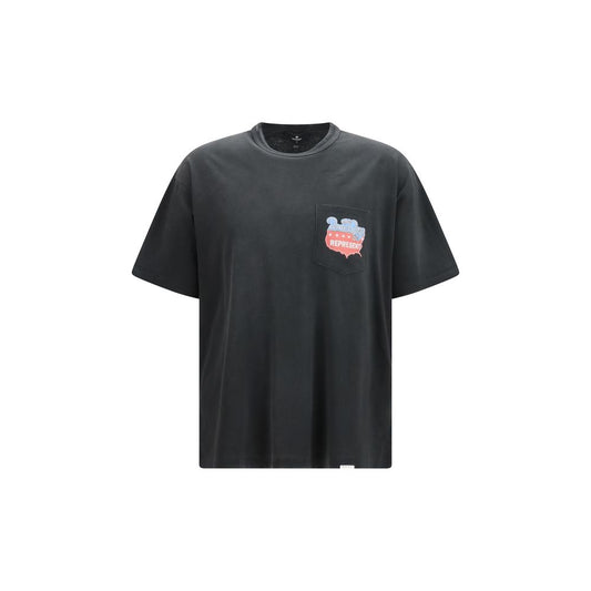 T-Shirt by Represent for men in cotton & hemp gray & print features an edgy silhouette, meticulously detailed with a sophisticated short-sleeve and round crew neckline for a truly edgy finish.