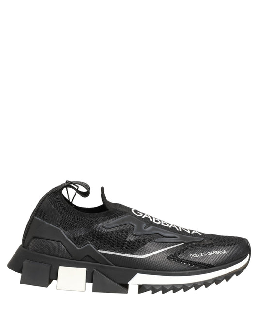 Dolce & Gabbana Women's Low Top Slip On Nylon Polyester Polyurethane Rubber & Viscose Sneakers - Black White