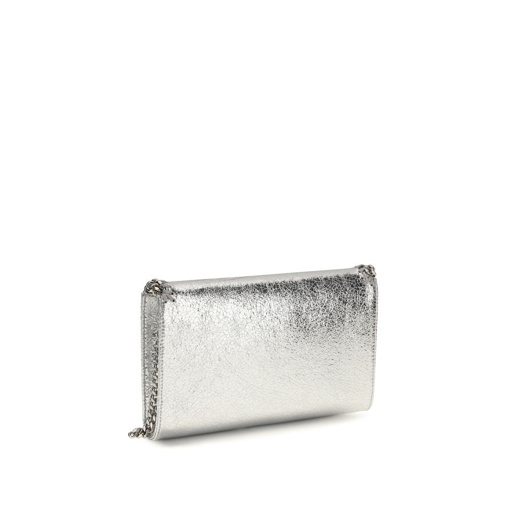 Compact Shoulder Flap Bag by Stella McCartney for women in viscose & polyester silver & signature features a distinguished silhouette, showcasing a secure flap, magnetic & button and distinguished with versatile shoulder-strap for a distinguished finish.