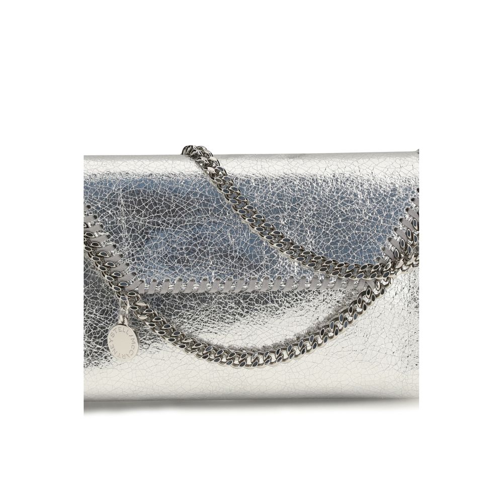 Compact Shoulder Flap Bag by Stella McCartney for women in viscose & polyester silver & signature showcases a enviable silhouette, artfully detailed with a secure flap, magnetic & button, organized , and versatile shoulder-strap for a enviable look.