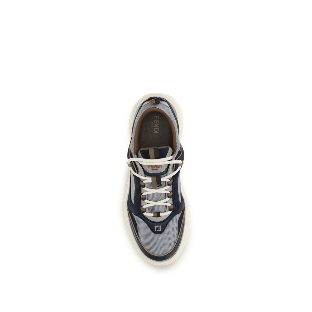 Athletic Sneakers by Fendi for men in nylon & bos taurus suede calf leather multicolor & signature showcases an impeccable silhouette, defined by an impeccable low-top style design that perfectly captures the essence of the Men's Low Top Nylon & Bos Taurus Suede Calf Leather Athletic Sneakers.