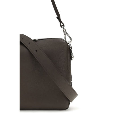 Shoulder Bag by Fendi for men in bos taurus calf leather black, brown, palladium & signature features a effortless sophistication silhouette, secured by a zipper with ample and versatile shoulder-strap, handle, adjustable-strap & detachable-strap for a effortless sophistication finish.