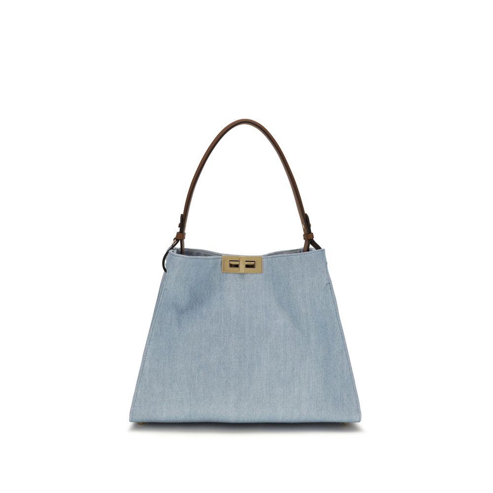Shoulder Bag by Fendi for women in denim & bos taurus suede calfskin leather blue & gold showcases a enviable silhouette, artfully detailed with a secure , organized , and versatile shoulder-strap, adjustable-strap & handle for a enviable look.