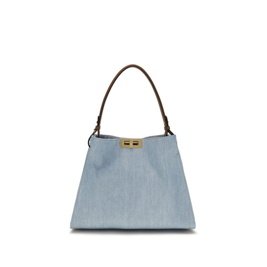 Shoulder Bag by Fendi for women in denim & bos taurus suede calfskin leather blue & gold showcases a enviable silhouette, artfully detailed with a secure , organized , and versatile shoulder-strap, adjustable-strap & handle for a enviable look.