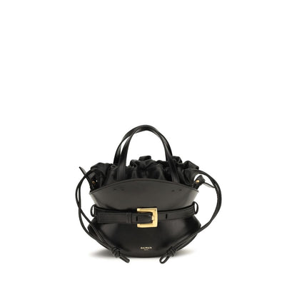 Mini Shoulder Drawstring Bag by Balmain for women in bos taurus calfskin leather black features a effortless sophistication silhouette, secured by a drawstring with ample and versatile shoulder-strap, handle & adjustable-strap for a effortless sophistication finish.