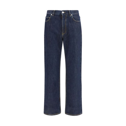 Jeans by Fendi for men in cotton denim brown & dark-blue presents a tailored silhouette, showcasing a tailored straight-leg & regular-fit and long cut with a refined high rise for a truly tailored aesthetic.