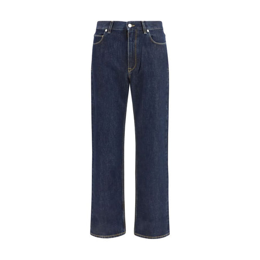 Jeans by Fendi for men in cotton denim brown, dark-blue & signature features an refined tailoring silhouette, showcasing a premium straight-leg, relaxed-fit & regular-fit with a high rise and long cut for a refined tailoring look.