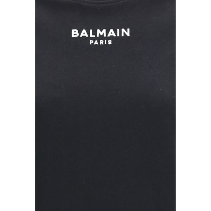 T-Shirt by Balmain for women in cotton black & signature showcases a chic silhouette, artfully detailed with a chic round crew neckline and for a chic finish.