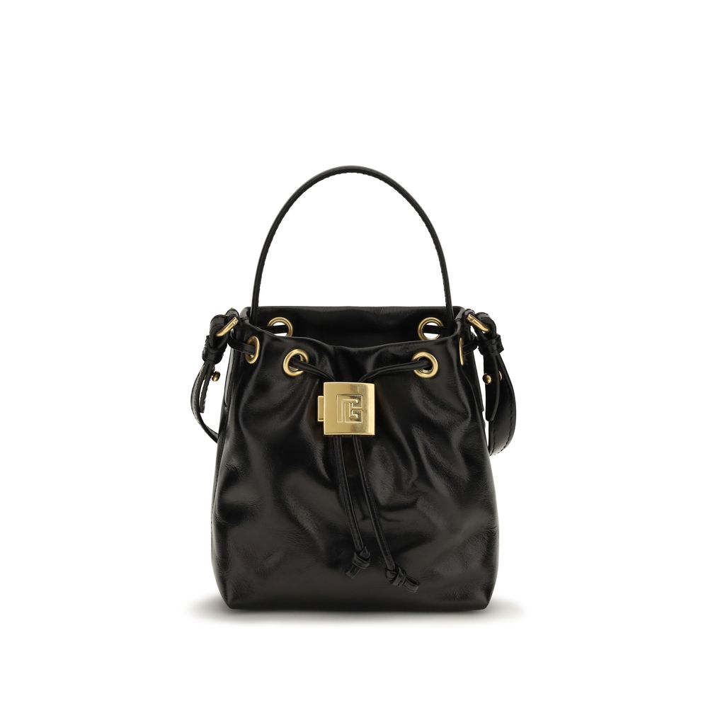Large Crossbody Bucket Handbag by Balmain for women in bos taurus calf leather black features a effortlessly chic silhouette, showcasing a secure drawstring, ample , and versatile crossbody-strap, shoulder-strap, adjustable-strap & handle for a effortlessly chic look.