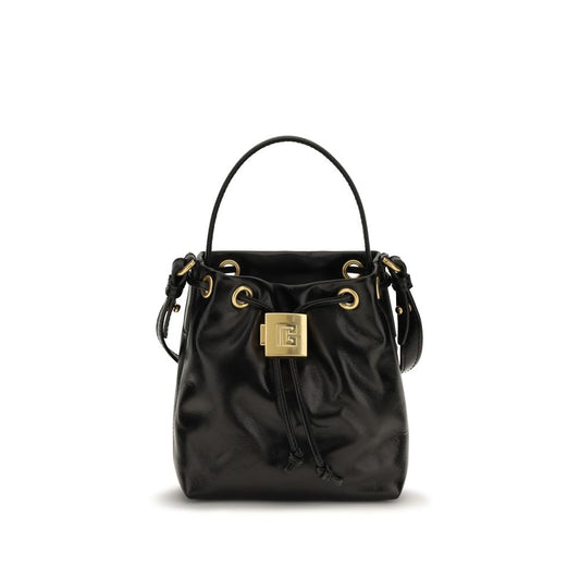 Large Crossbody Bucket Handbag by Balmain for women in bos taurus calf leather black features a effortlessly chic silhouette, showcasing a secure drawstring, ample , and versatile crossbody-strap, shoulder-strap, adjustable-strap & handle for a effortlessly chic look.