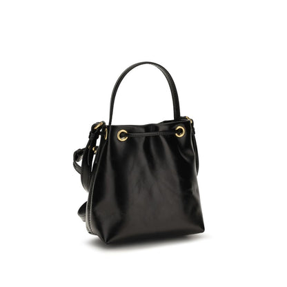 Large Crossbody Bucket Handbag by Balmain for women in bos taurus calf leather black features a effortlessly chic silhouette, showcasing a secure drawstring with ample and versatile crossbody-strap, shoulder-strap, adjustable-strap & handle for a effortlessly chic finish.