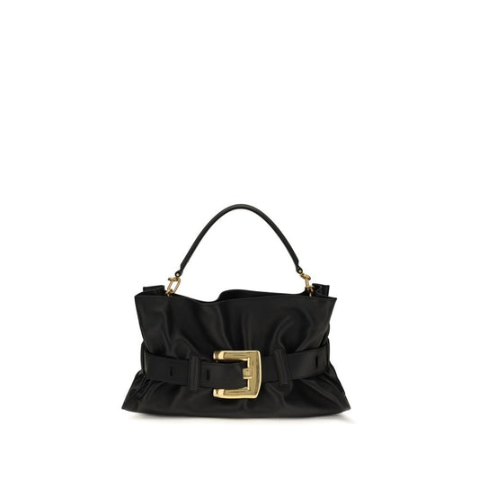Medium Crossbody Shoulder Bag by Balmain for women in bos taurus calf nappa & suede leather black features a enviable silhouette, showcasing a secure magnetic & buckle, ample cardholder, and enviable crossbody-strap, belt-strap & handle for a enviable finish.