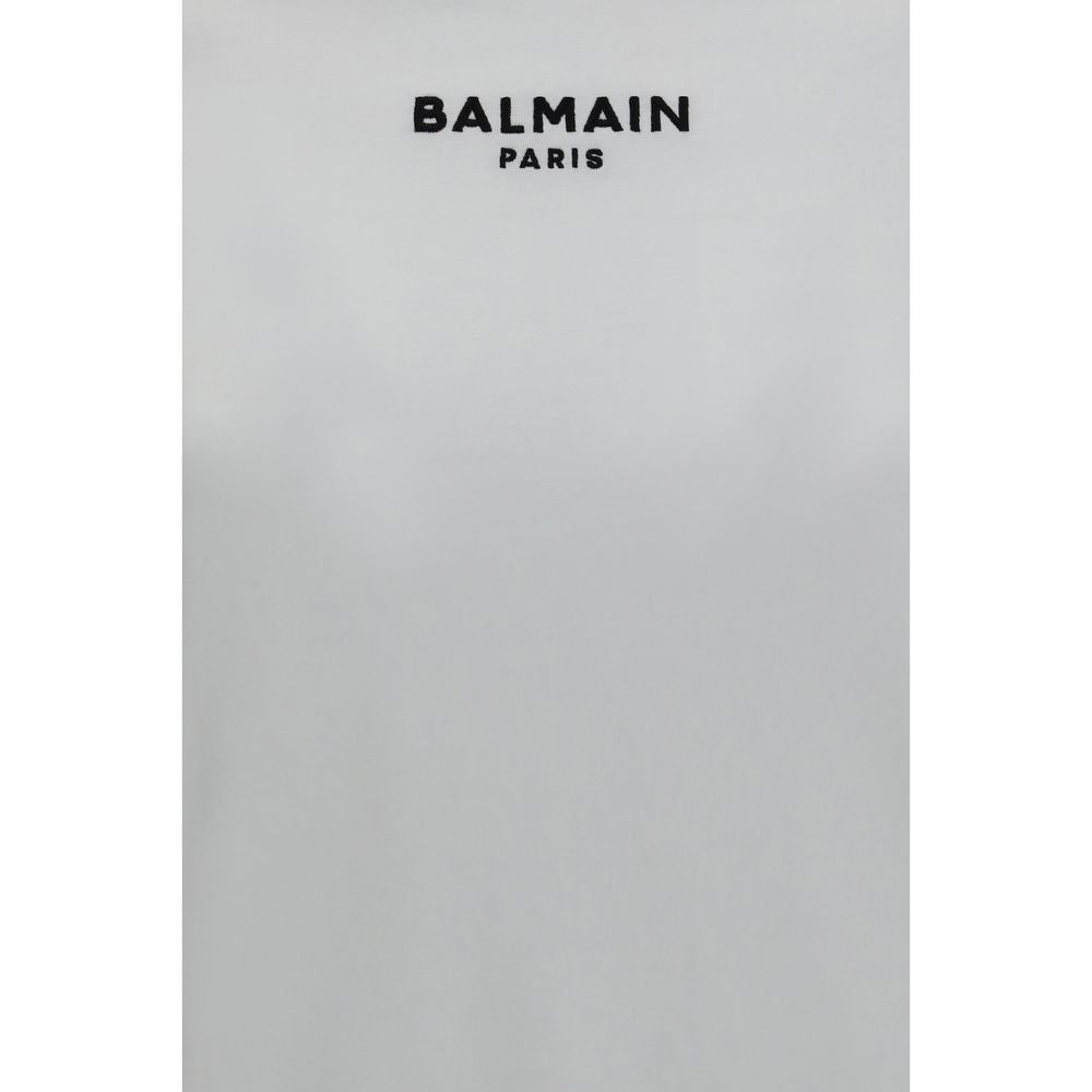 T-Shirt by Balmain for women in cotton white & signature showcases a unassuming silhouette, artfully detailed with a refined round crew neckline and unassuming for a sophisticated, contemporary look.