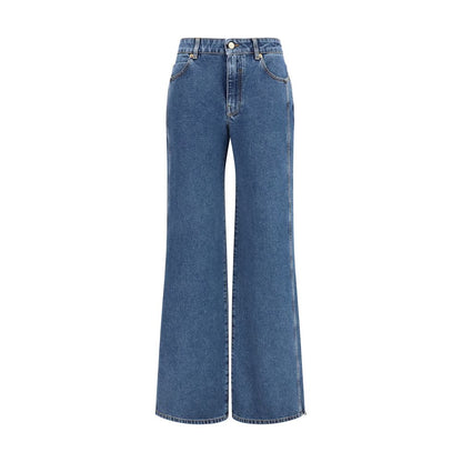 Jeans by Balmain for women in denim cotton blue features an refined tailoring silhouette, showcasing a premium straight, regular-fit & wide with a high rise and long cut for a refined tailoring look.
