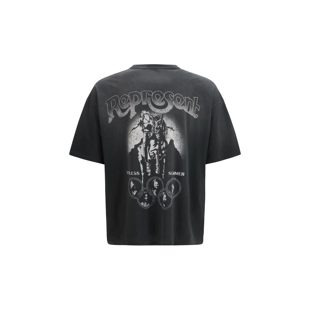 T-Shirt by Represent for men in cotton gray & print features an on trend silhouette, perfectly showcasing a on trend and for an elevated aesthetic.