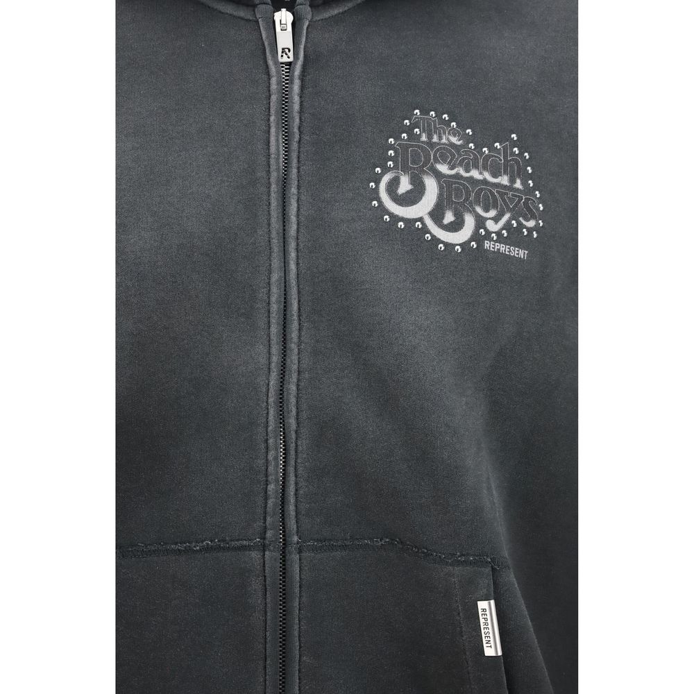 Sweatshirt Hoodie by Represent for men in cotton gray & print showcases a city-ready silhouette, artfully detailed with a signature hooded neckline and for a city-ready finish.