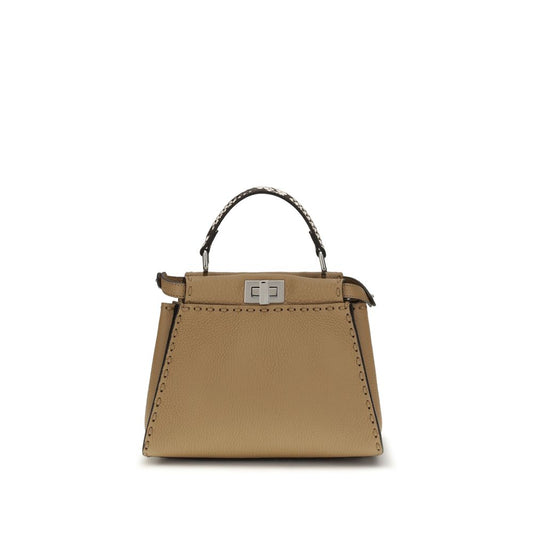 Mini 2-in-1 Shoulder & Crossbody Bag by Fendi for women in bos taurus calfskin leather & palladium beige, natural, palladium, silver & signature features a effortless chic silhouette with a secure zipper, ample , and versatile crossbody-strap, shoulder-strap, handle & adjustable-strap for a effortless chic finish.