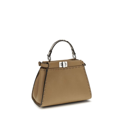Mini 2-in-1 Shoulder & Crossbody Bag by Fendi for women in bos taurus calfskin leather & palladium beige, natural, palladium, silver & signature presents a versatile silhouette, showcasing a secure zipper and versatile with versatile crossbody-strap, shoulder-strap, handle & adjustable-strap for a sophisticated look.