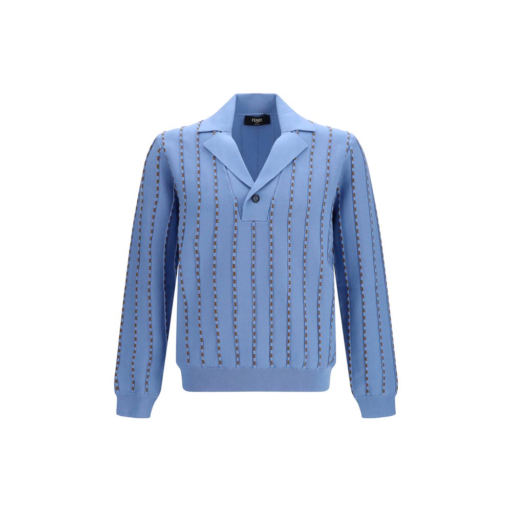 Sweater by Fendi for men in cotton brown & light-blue showcases an masterful silhouette, artfully detailed with a masterful and long-sleeve for a sophisticated, premium finish.