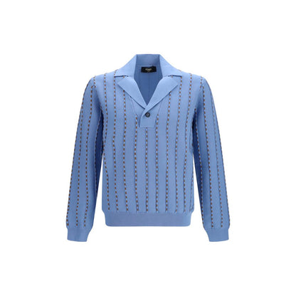 Sweater by Fendi for men in cotton brown & light-blue showcases an masterful silhouette, artfully detailed with a masterful and long-sleeve for a sophisticated, premium finish.