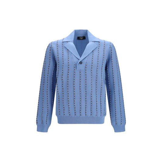 Sweater by Fendi for men in cotton brown & light-blue showcases an masterful silhouette, artfully detailed with a masterful and long-sleeve for a sophisticated, premium finish.