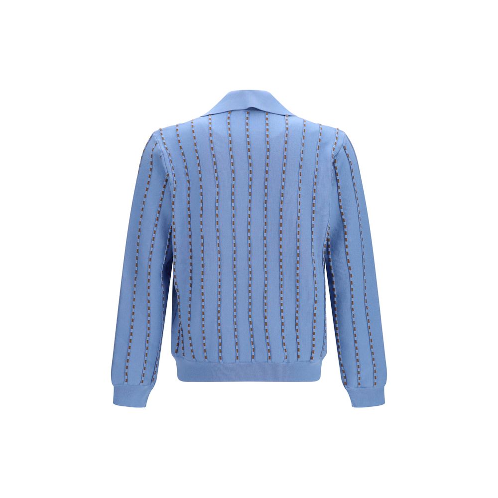Sweater by Fendi for men in cotton brown & light-blue showcases a downtown chic silhouette, artfully finished with a downtown chic and for a sophisticated, high-end look.