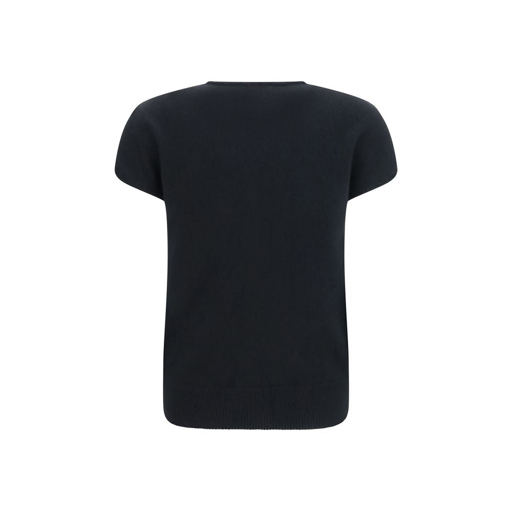 Sweater by Balmain for women in cashmere merino wool & capra leather black & gold showcases a downtown chic silhouette, artfully finished with a downtown chic and for a sophisticated, high-end look.