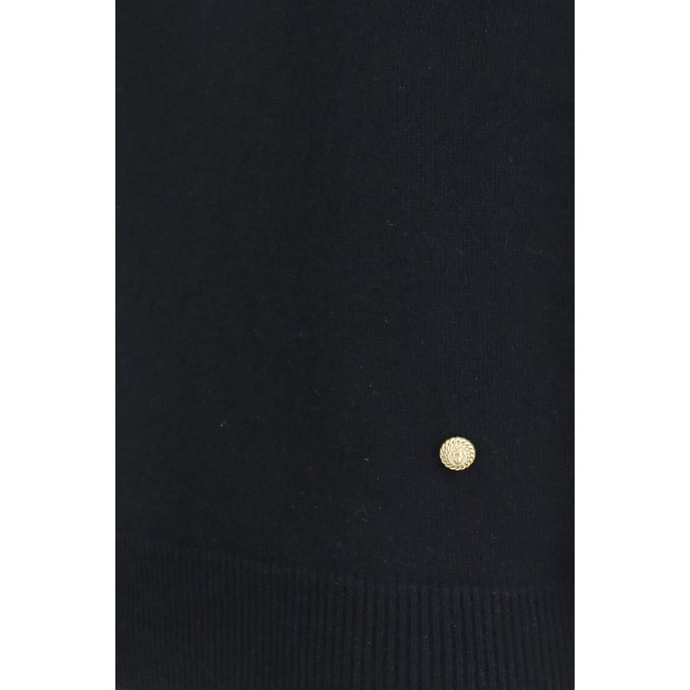 Sweater by Balmain for women in cashmere merino wool & capra leather black & gold features an tactile silhouette, showcasing a sophisticated and tactile for a refined finish.