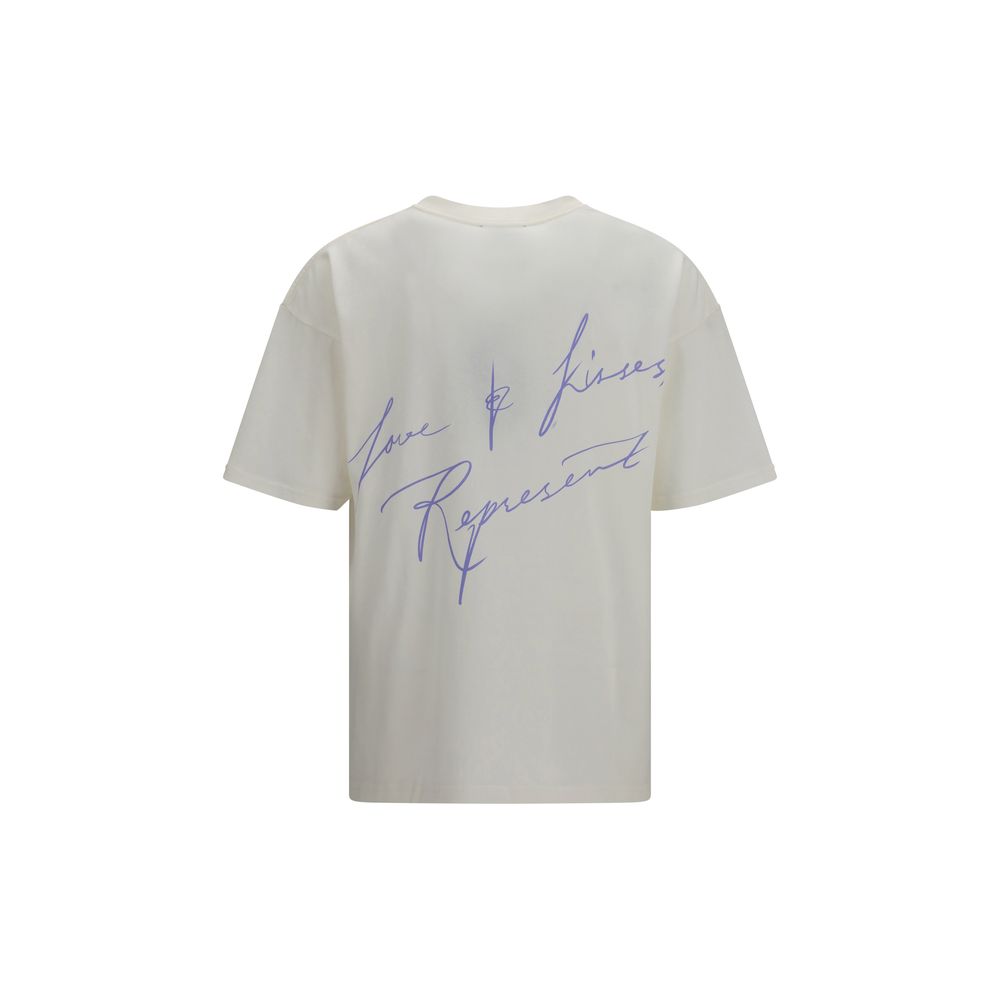 T-Shirt by Represent for men in cotton white & print features a plush silhouette, showcasing a sophisticated round crew neckline and for a truly plush finish.