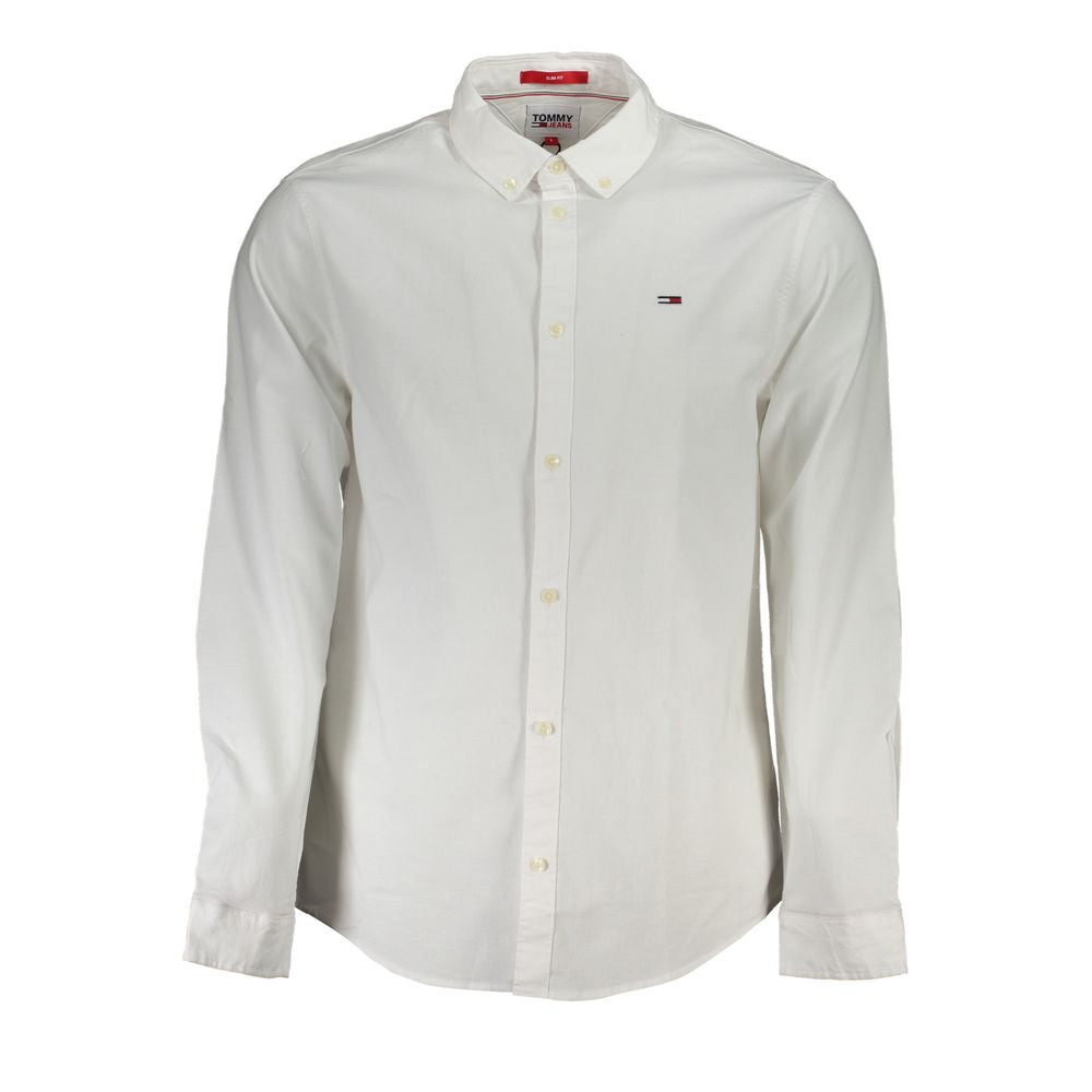 Tommy Hilfiger Men's Slim Long-Sleeve Stretch Organic Cotton Dress Shirt - White Signature