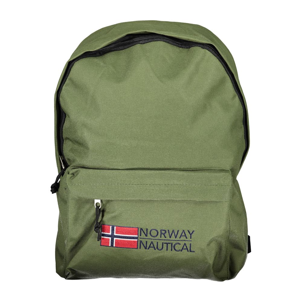 Backpack by Norway 1963 for men in polyester green & signature features a refined silhouette, showcasing the Polyester Backpack design with a secure zipper, ample external-pockets, and versatile handle, backpack-strap & adjustable-strap.